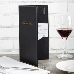 Restaurant Leather Check Presenters Quick Shipping Guest Check Card Holder PVC Bill Holder with Gold Thank You Imprint