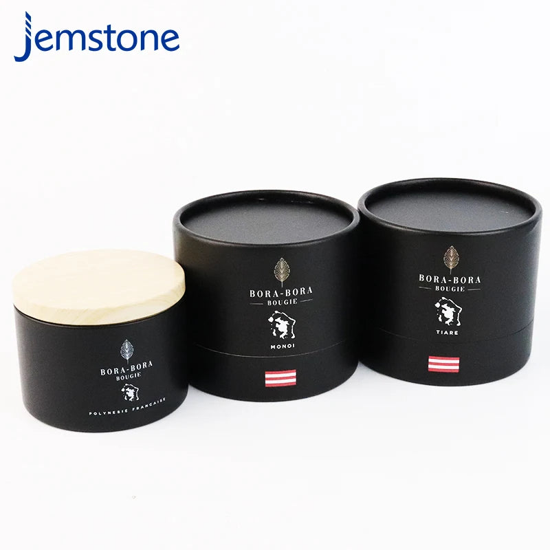 Luxury Custom Round Packaging Cylinder Paper Tube Boxes Recycled Material Candle Glass Jar Box Paper Tube Packaging
