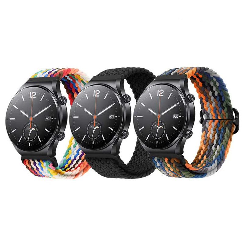 20mm 22mm Braided Solo Loop Adjustable Fabric Elastic Nylon Strap for Xiaomi Watch S1 Active Mi Watch Color 2 Bracelet Correa