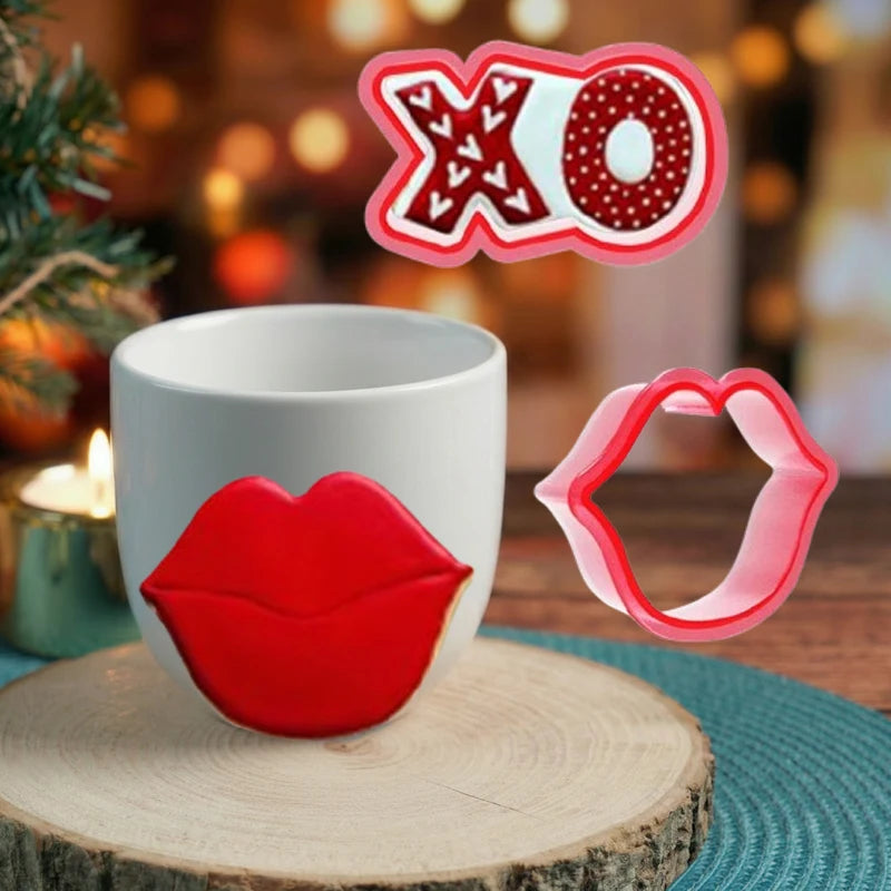 Plastic Valentine's Day Fondant Biscuit Dough Clay Cutter MoldCookie Cutter and Cookie Decorating Tool for Royal Icing