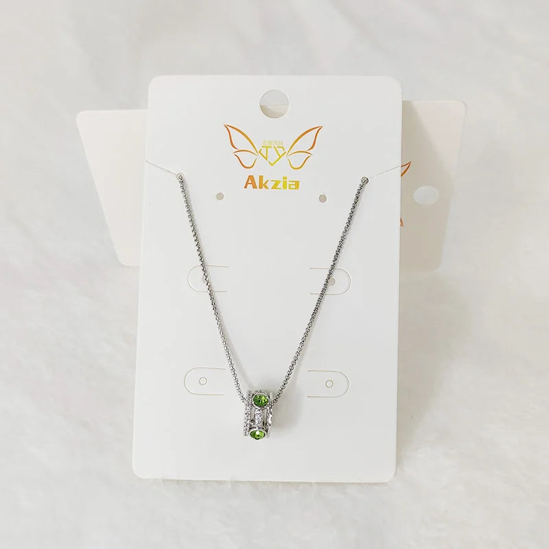 Wholesale Elegant Diamond Brass Jewelry Silver Plated Round Pendant Necklace for Women