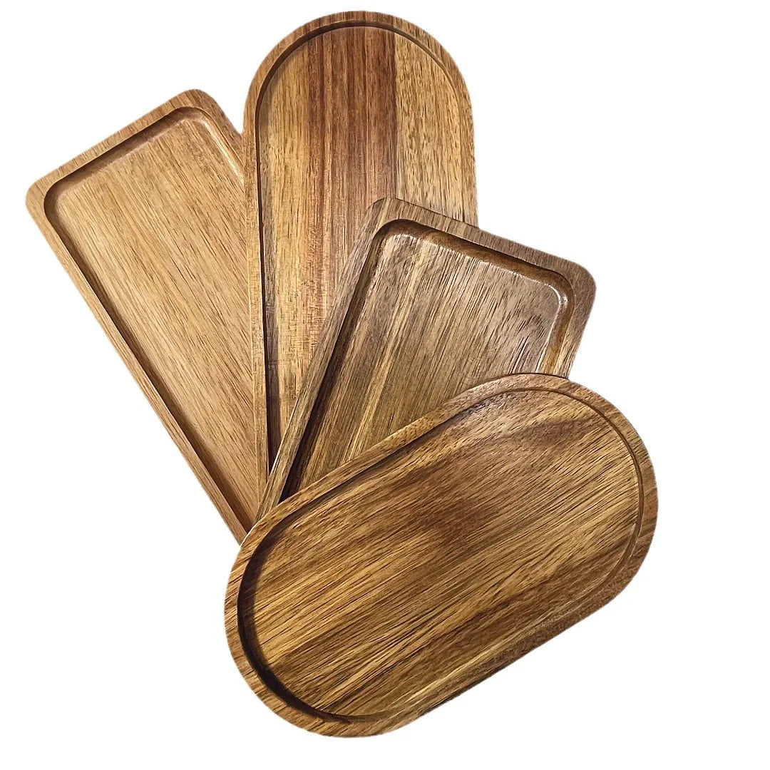 Acacia Wood Dessert Appetizer Fruit Cookie Vanity Home Decor Bathroom Cookies Storage Serving Tray Wooden Tray