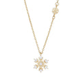 Silver 925 Statement Necklace Fine Pendant Necklaces Christmas Snow Flower Zircon Gold Plated Fashion Necklaces for Women Girls