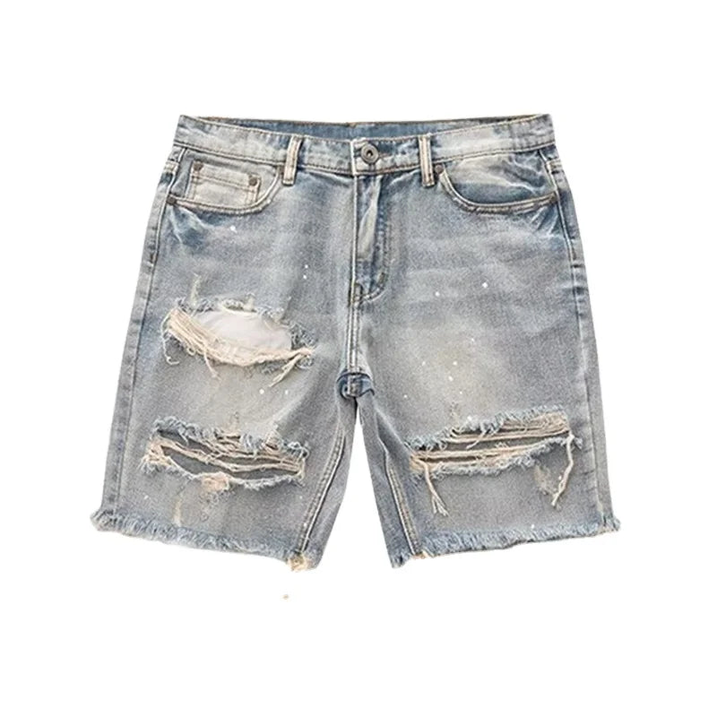 Customized logo Embroider Screen Printing Heat Transfer Printing Summer Black Denim Shorts Men's Denim Shorts Jeans for Men