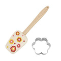 Household Eco-Friendly Baking Tool Set with 2-Piece Silicone Spatula and Flower Cookie Mold for DIY Cream and Mixing Batter