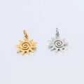 18K Gold and Stainless Steel Spiral Sun Pendant Charm KA2204072 Connection for Necklace Zipper 13*19 mm