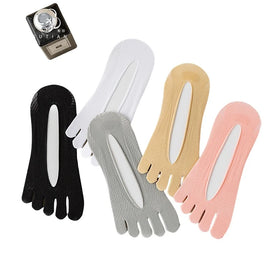 Women's Summer Five-Finger Boat Crew Socks Invisible 5 Toes Breathable Velvet Mesh High Absorb-Sweat Capability Thin for Autumn
