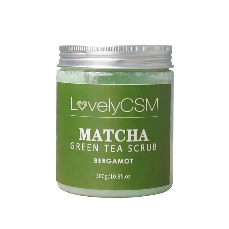 Wholesale Matcha Green Tea Body Scrub Exfoliating Dead Sea Salt Scrub for Face and Body Acne Cleanser with Mineral Ingredients