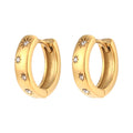 Trendy Statement Hoop Earring Jewelry Gold Plated Stainless Steel Chunky Star Zircon Hoop Earrings