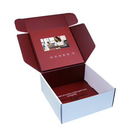 High Demand Products to Sell Corrugated Corporate Promotional Jewelry Men Gift Items Set Video Box with Lcd Screen