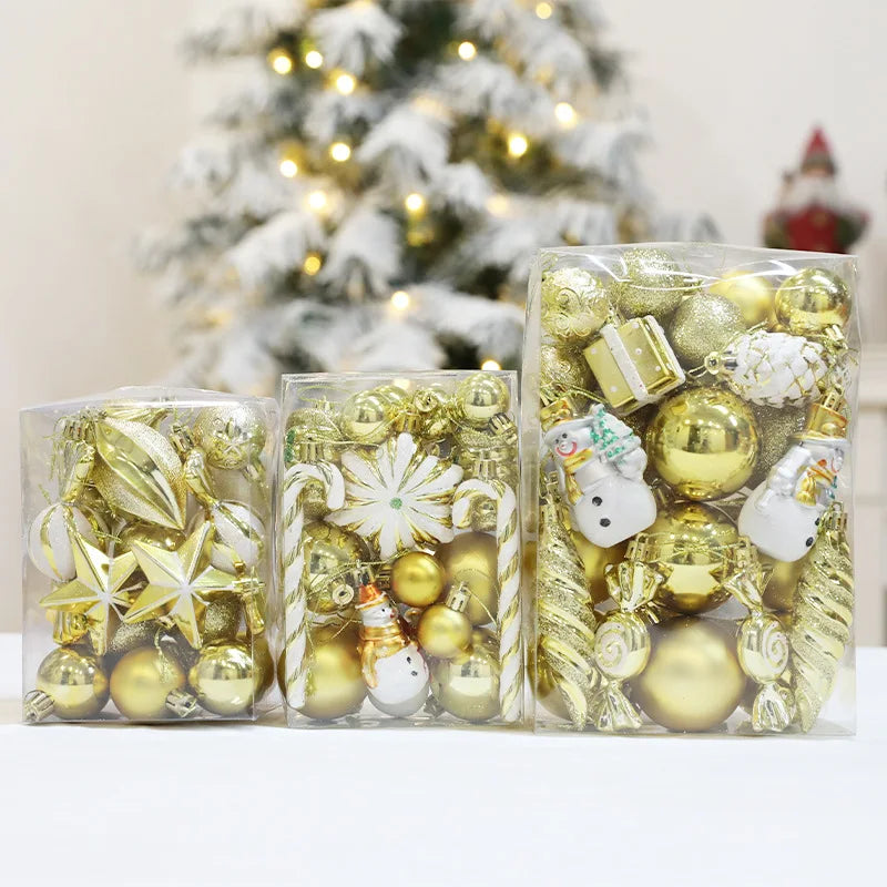 Customized UV Printed Festival Hanging Ornaments Plastic Balls Christmas Tree Decorations Kit with Shatterproof Design