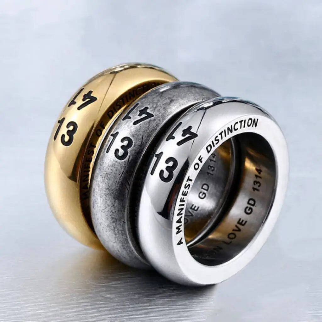 Custom Engraving Fashion Jewelry Ring 1314 Couple Rings Punk Wedding Engagement Stainless Steel Ring for Men Women Size 7-13