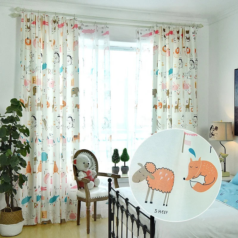 Kid Curtain Latest Cartoon Animal Design Printed Blackout Ready Made Window Curtain for Bedroom