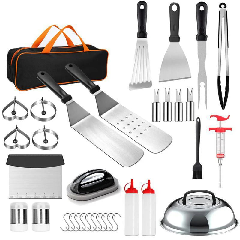 34 PCS Metal BBQ Accessories Perfect Flat Top Grill Tools Set for Blackstone and Camp Chef Grilling Accessories