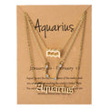 3Pcs/Set Cardboard Star 12 Zodiac Sign Pendant Necklace Old English Letter Gold Aries Cancer Leo Scorpio Necklace Jewelry Gifts