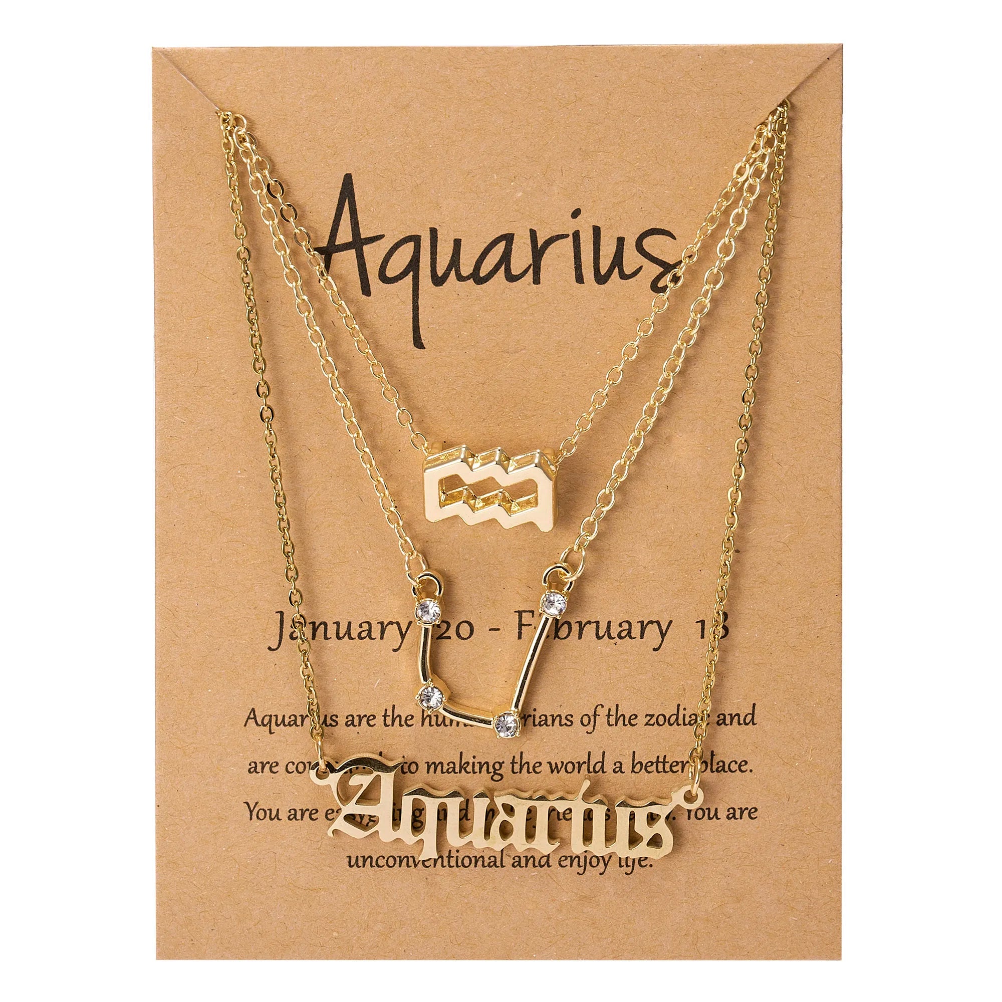 3Pcs/Set Cardboard Star 12 Zodiac Sign Pendant Necklace Old English Letter Gold Aries Cancer Leo Scorpio Necklace Jewelry Gifts