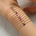 Daidan Silver Bracelets 925 Women Dainty Round Colorful Zirconia Gold Plated Birthstone Bracelet