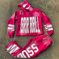Wholesale 100% Cotton Terry Pullover Sweatpants Hoodie Set Men Autumn Acid Wash Sun Faded Distressed Embroidery Patch
