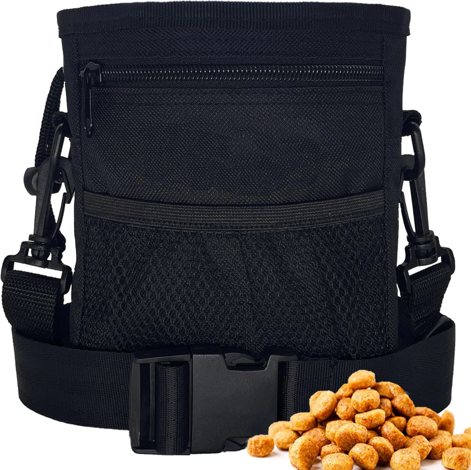 Dog Training Treat Pouch Durable Metal Clip Waist Belt Shoulder Strap Poop Bag Dispenser Spacious Pet Travel Bag for Walking
