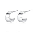 Fine Jewelry 925 Sterling Silver Smooth Plain Small C-Shaped Stud Earrings For Women