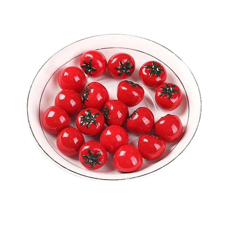 100pcs  Cute Mini Dollhouse Resin Artificial Miniature Fruit Tomato Kitchen Food Model Accessories Toy Gift