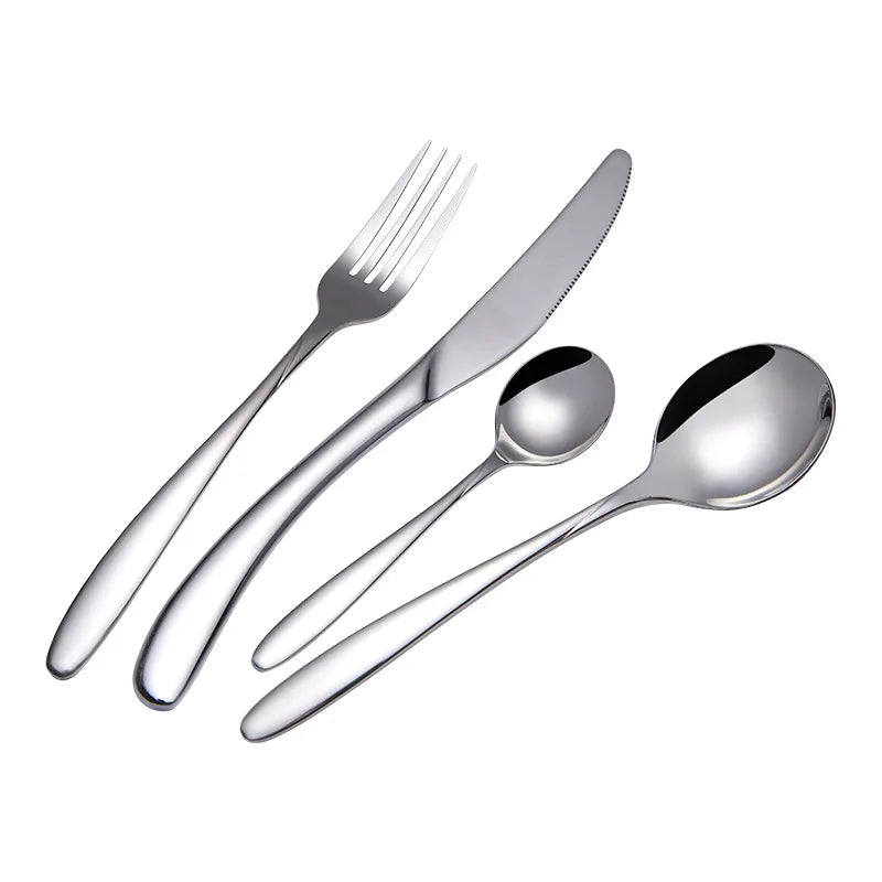 Flatware Cutlery Set Silver Spoon Fork Knife Stainless Steel Silverware Set