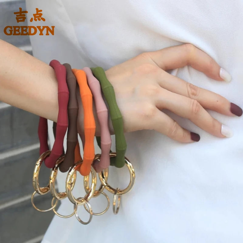 Hot Selling Silicone Chic Bamboo Bangles Jewelry Women KeyChain Bracelets & Bangles