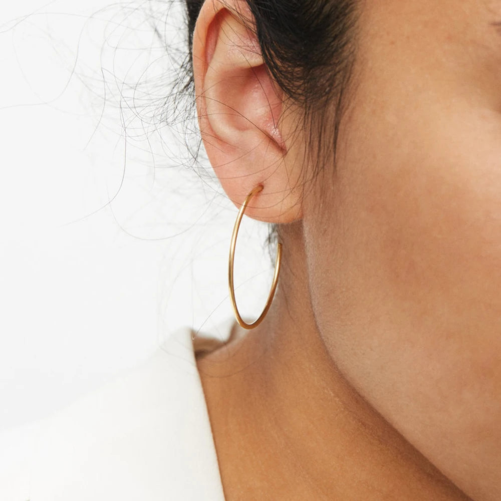 EManco Fashion Classic Multi-size Big Hoop Earrings Women Trendy 316L Stainless Steel Earrings Wholesale
