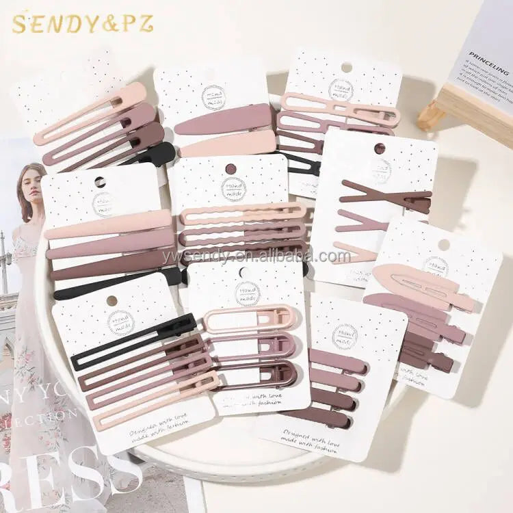 Wholesale Korean Fashion Hair Accessories Coffee Color Series Simple Bangs BB Clip Set Simple Female Hair Clips