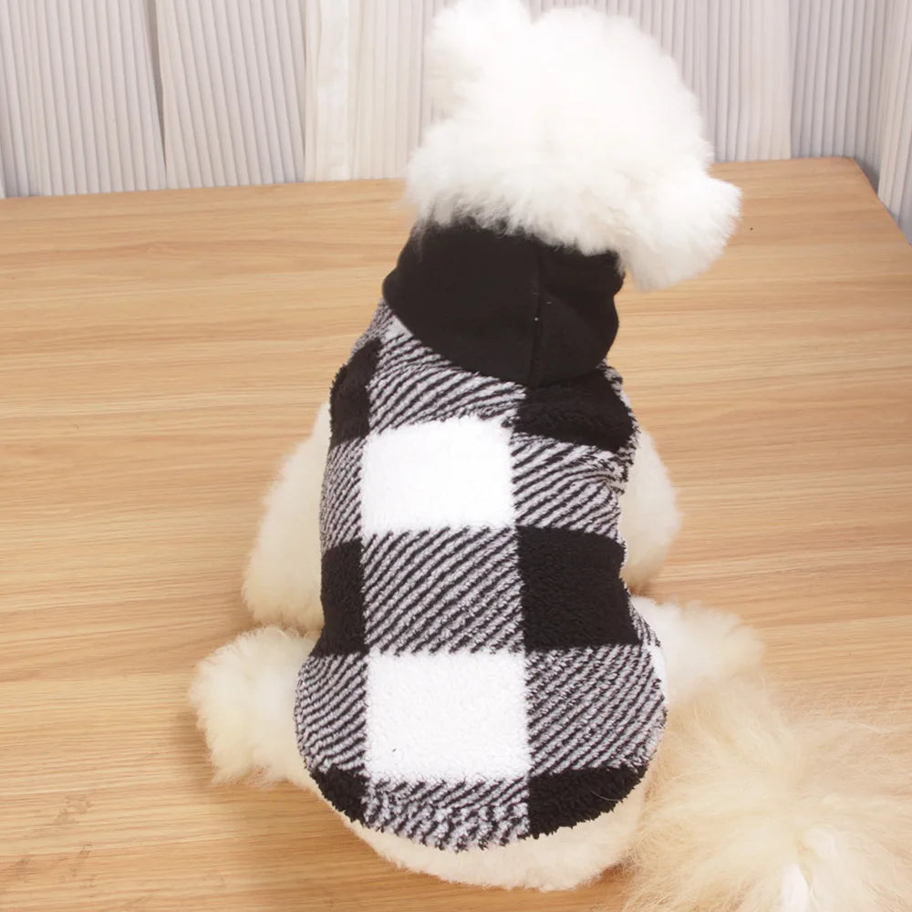 Cheap Wholesale Pet Clothes Classic Sweater Plaid Sleeveless Fleece Cat Dog Hoodie