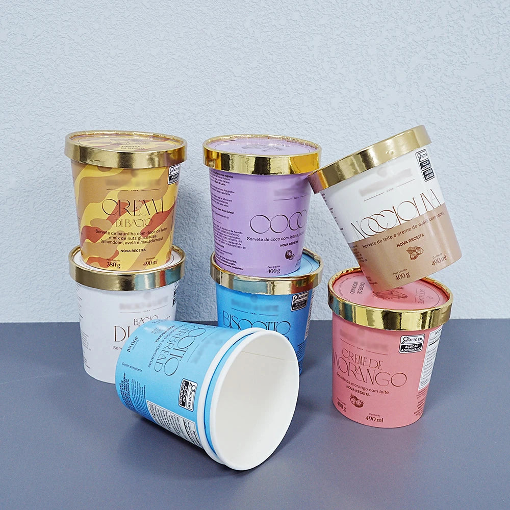 Greentop High Quality 8oz 16oz Custom Logo Printed PLA Paper Frozen Yogurt Cup Customizable Ice Cream Cups 4 oz