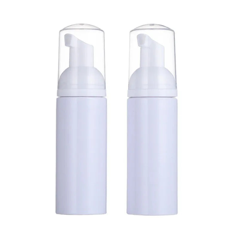 Custom Logo 100ml PET Plastic Mousse Foaming Cleaner Bottle White Pump Big Discount Cargo Store Make-Up Cleansing Foam Bottle