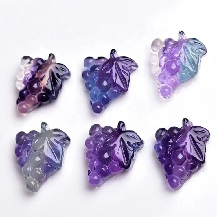 Ready to Ship Natural Handmade Quartz Crystal Crafts Color Fluorite Grape Crystal Necklace Pendant