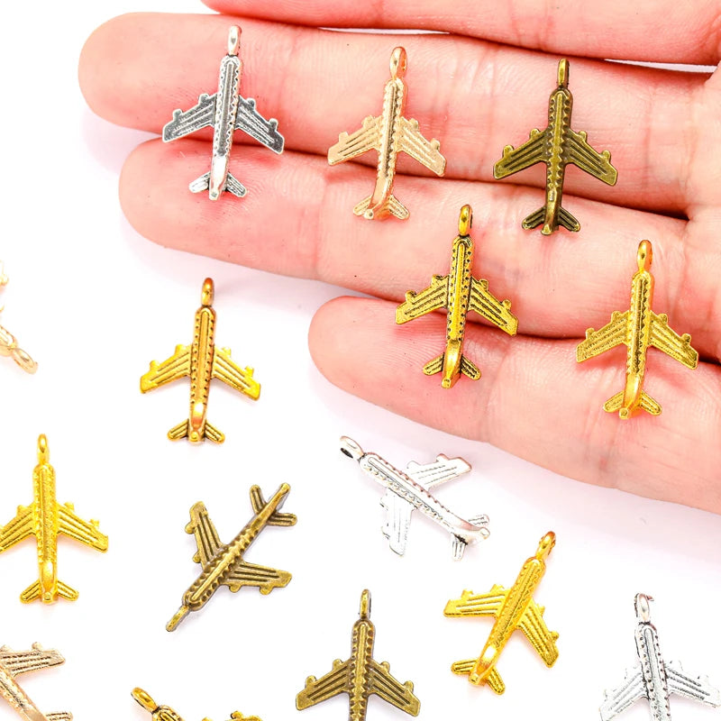 5 Colour Alloy Metal Antique Sliver Aircraft Charm Jewelry Making DIY Handmade Craft 23*15mm J175