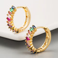 Jachon Popular Shiny Earrings Copper Inlaid Zircon Earring Circular Rainbow Jewelry Earrings