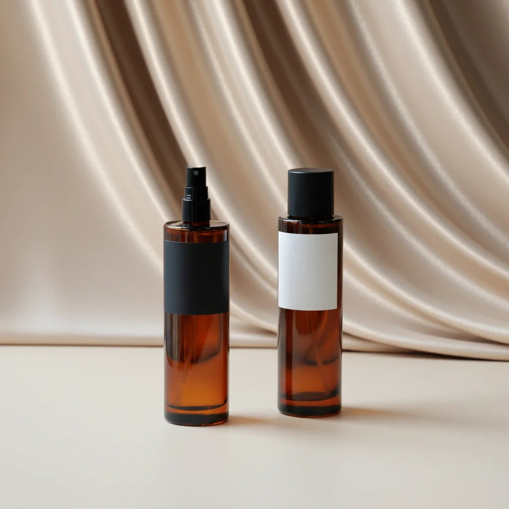 Customize Color Cylinder 30ml 50ml 100ml Black Cap Wide Glass Perfume Spray Bottle with Screen Printing