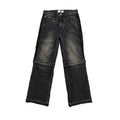 DENIMGUYS Custom Detachable Zip-off Jeans Streetwear Male Vintage Washed Loose Stacked Mens Denim Jeans