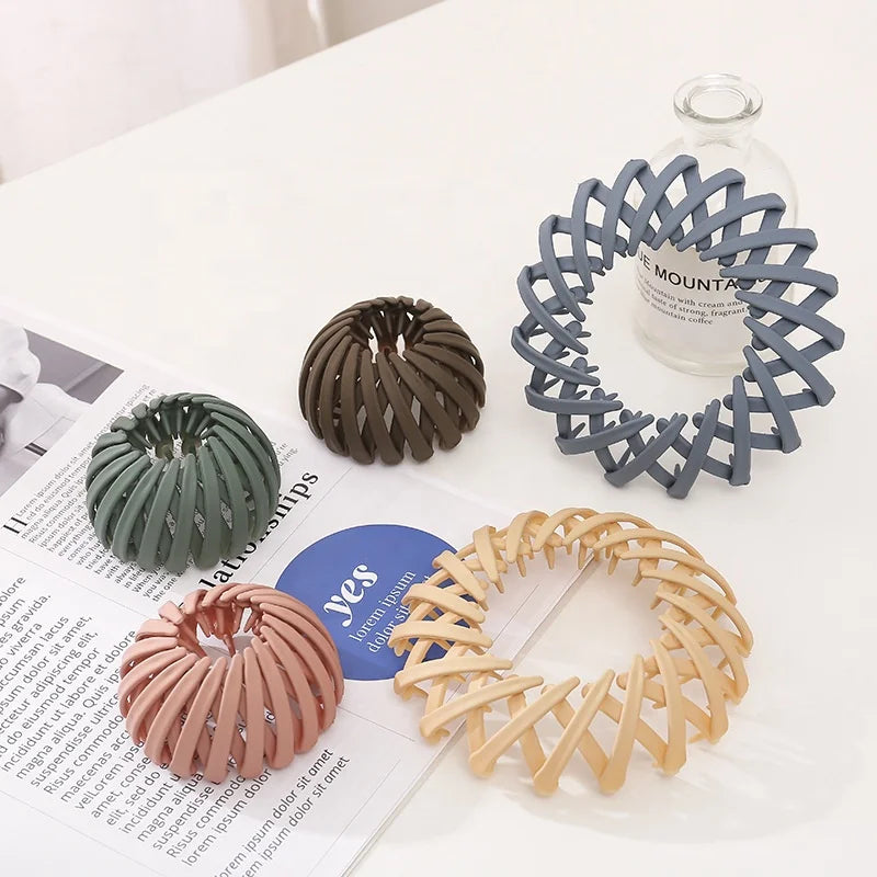New Arrival Frosted Bird Nest Clip Round Circular Hair Claw Clips Diamonds Ponytail Holder for Women Girls