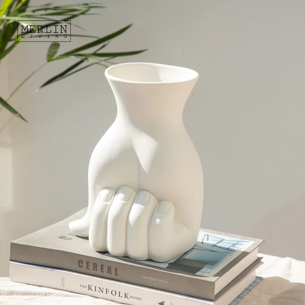 Merlin Living Nordic Vase for Home Decor Creative Living Room Ceramic Decoration Color Vase Chaozhou Ceramic Factory  OEM/ODM