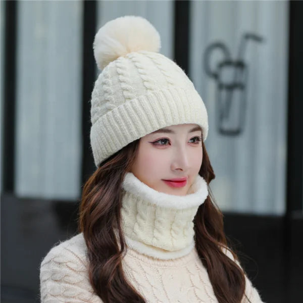 Wholesale High Quality Women Custom Designer Winter Thick Chenille Knitted Beanie Hat Scarf Set