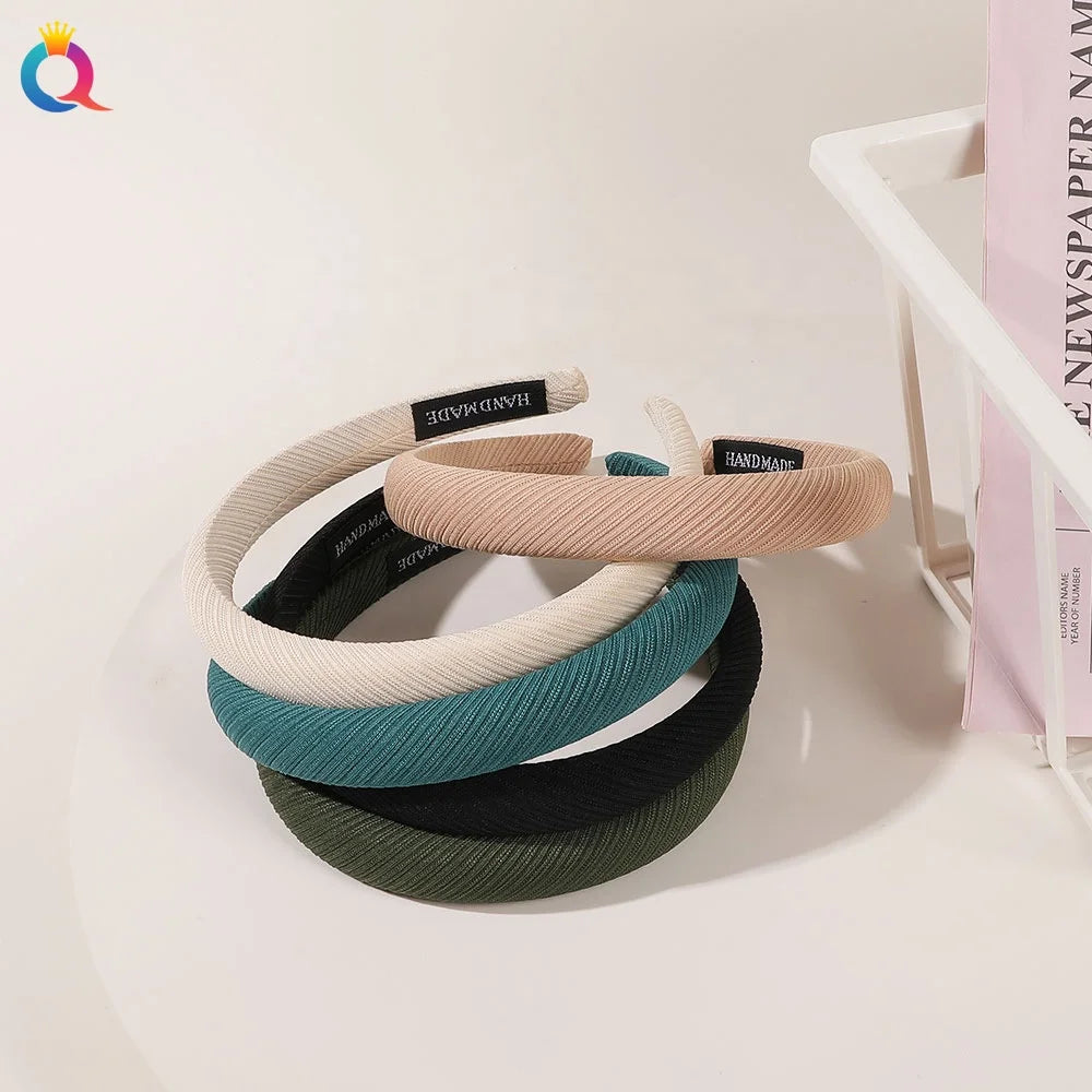 QIYUE Solid Color Non-Slip Autumn Headband Woman's Hair Band