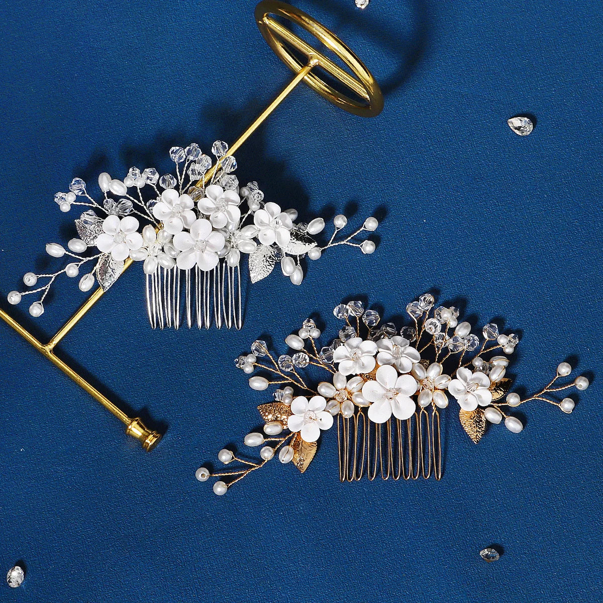 Miallo Ceramic Flower Headpiece Handmade Hair Combs Wholesale Crystal Bead Wedding Hair Accessories for Women