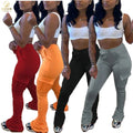 S-2xl Custom Mid Lace-up Pleated Pockets Natural Skinny Cotton Flare Overalls Woman Fleece Thick Stacked Sweat Pants