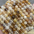 Wholesale Round Yellow Gum Flower Stone 6mm 8mm 10mm Gemstone Natural Yellow Gum Flower Semi-precious Stone Beads