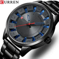 CURREN 8406 Fashion Black Men Quartz Watch Top New Watch Men Waterproof Luminous Watches Luxury Stainless Steel Business Clock