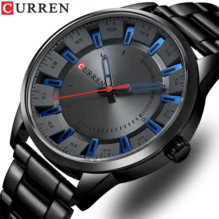 CURREN 8406 Fashion Black Men Quartz Watch Top New Watch Men Waterproof Luminous Watches Luxury Stainless Steel Business Clock