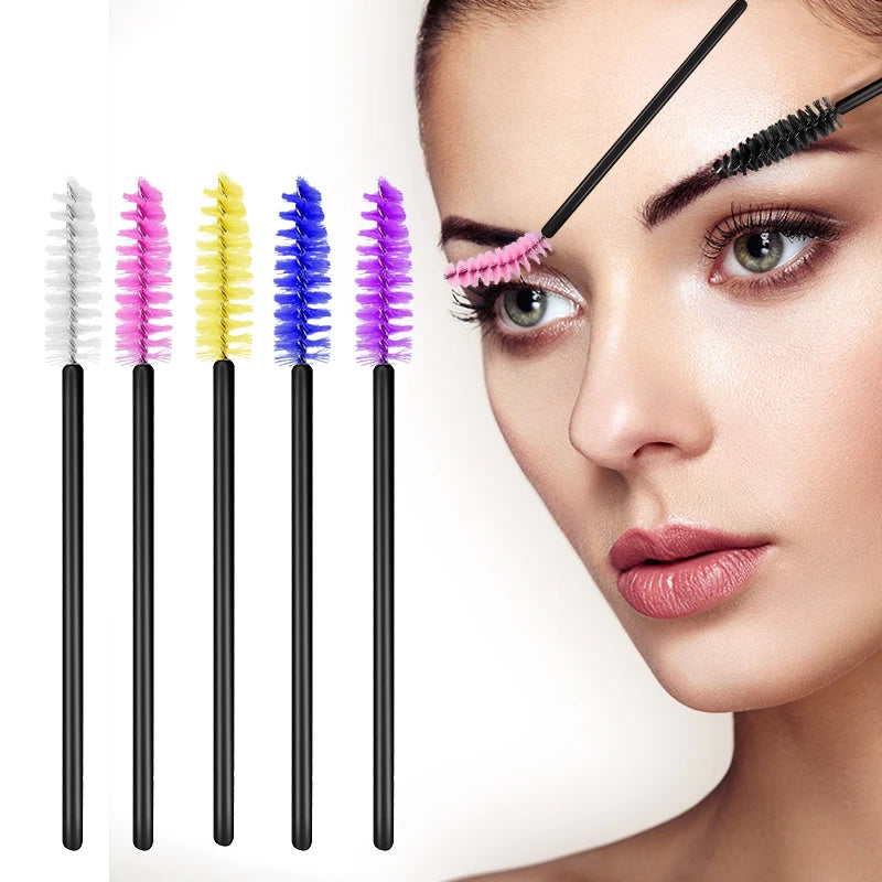 Pinky Leem Wholesale Mascara Brushes Eye Eyelash Keychain Eco Friendly clear Handle Black pink Reusable Silicone Mascara Wands