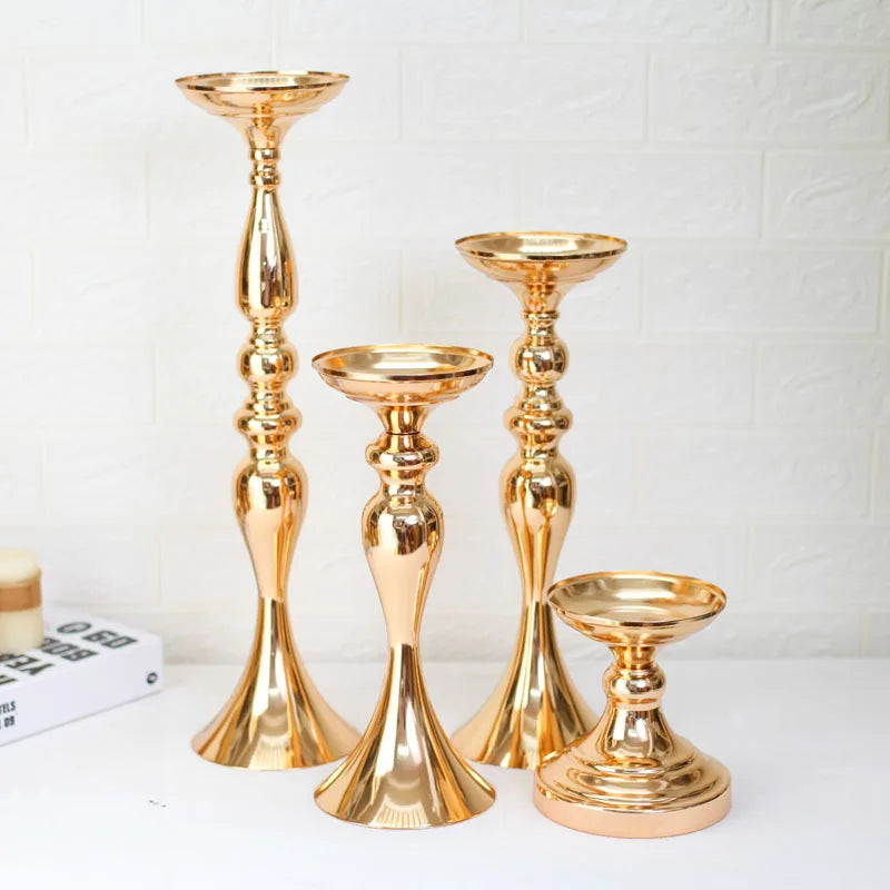 CDS003 Wholesale Wedding Candlesticks Metal Gold Tapered Candlestick Holder Centerpiece Gold Plated Candle Holder Modern