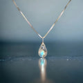Unique Women Crystal Jewelry Necklace 925 Sterling Silver Box Chain Teardrop Moonstone Necklace for Healing Gift