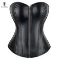 Black Red Mature Women Push up Chest Binder Bustier Slimming Corsets Shapewear Synthetic Leather Corset Top With Zipper